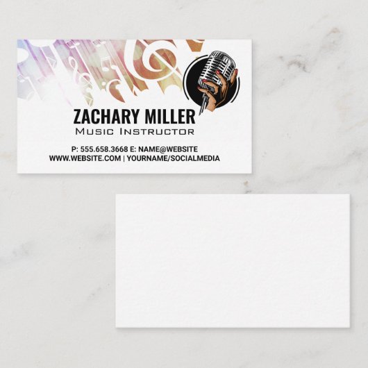 音符持ちマイクのロゴ 名刺 (正面/裏面)