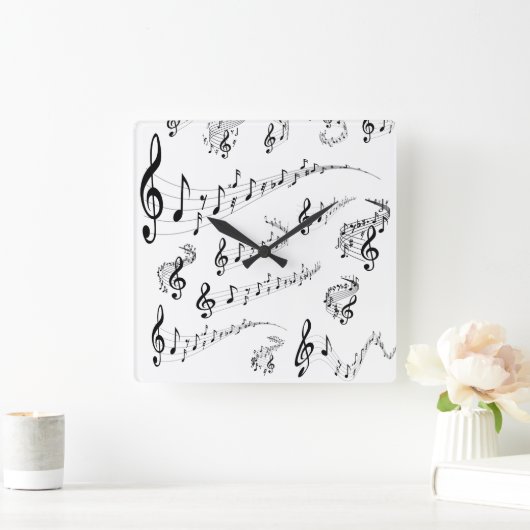 音符 スクエア壁時計 (ホーム)