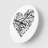 「音符」(ハート時計) ラウンド壁時計 (傾斜)