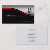 音符、赤いswoosh、金属一見 名刺 (正面/裏面)