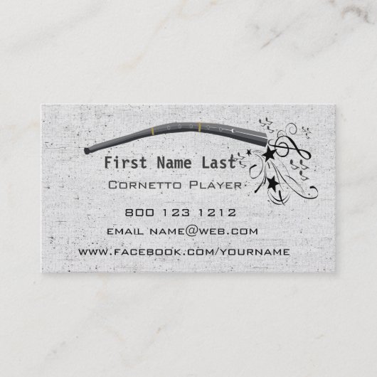 音符Cornett Cornetto Zinkを吹くこと 名刺 (正面)