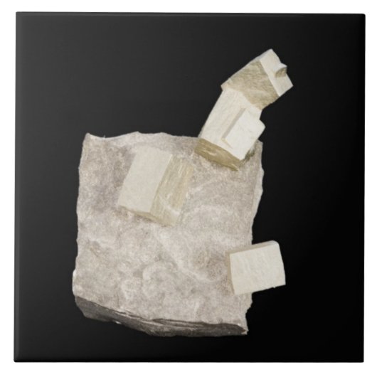 頁岩の黄鉄鉱の水晶 タイル (正面)