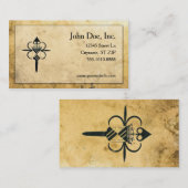 頂上の名刺が付いている中世羊皮紙 名刺 (正面/裏面)