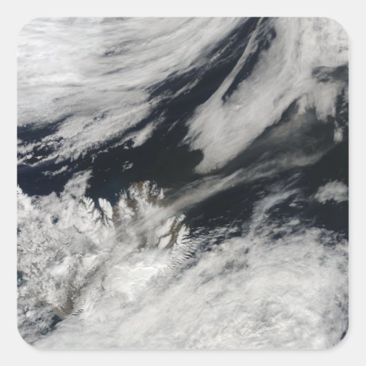 頂上淡い色のから吹の灰煙 スクエアシール (正面)