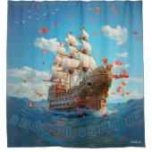 順調な帆船 シャワーカーテン (正面)