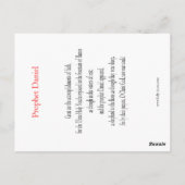 預言者ダニエルがライオンズデンの祈りの言葉カードに ポストカード (裏面)