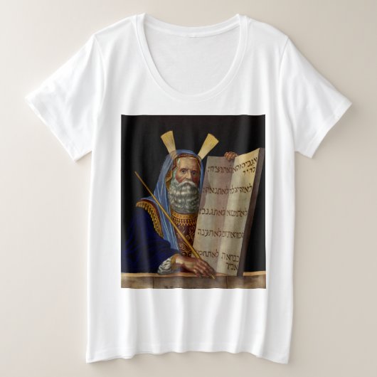 預言者モーセと法の錠剤 プラスサイズTシャツ (デザイン正面)