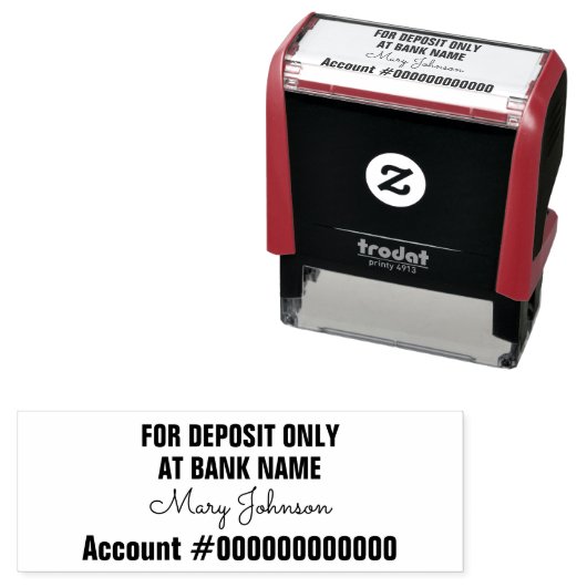 預金のみ署名銀行名口座番号。 セルフインキングスタンプ (インサイチュ)