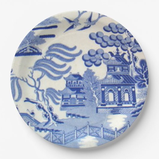 頑丈で青いヤナギは金庫9インチの子供のめっきします! ペーパープレート (正面)