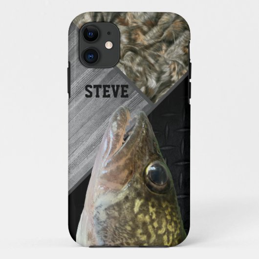 頑丈なウォレー魚釣り迷彩柄ネームメンズクール Case-Mate iPhoneケース (裏面)