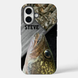 頑丈なウォレー魚釣り迷彩柄ネームメンズクール iPhone 16ケース