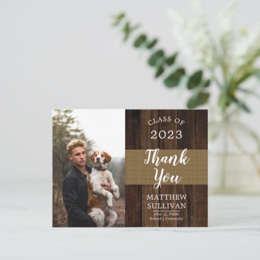 頑丈なウッドジー写真の卒業パーティー ポストカード (スタンド正面)