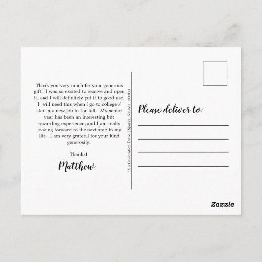 頑丈なウッドジー写真の卒業パーティー ポストカード (裏面)