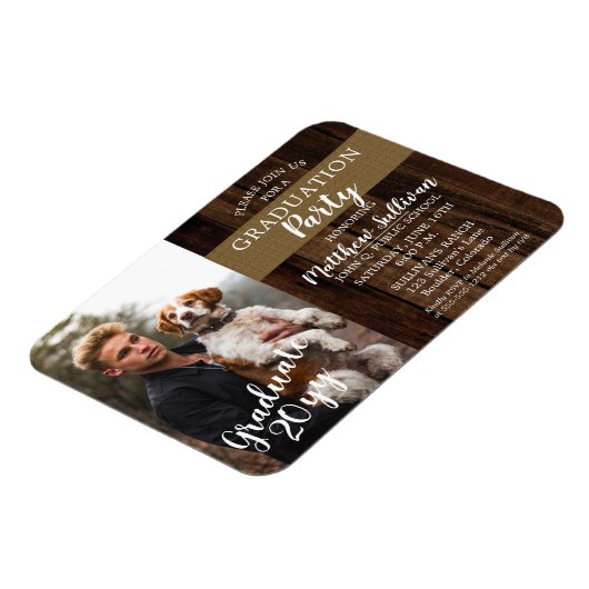 頑丈なウッドジー写真の卒業パーティー マグネット (左側)