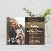 頑丈なウッドジー写真の卒業パーティー 招待状 (スタンド正面)