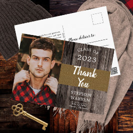 頑丈なウッドジー写真卒業パーティーのはがき ポストカード