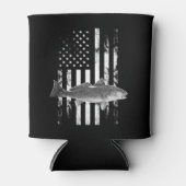 頑丈なカッコいいアメリカ国旗のレッドフィッシュ魚釣り 缶クーラー (正面)