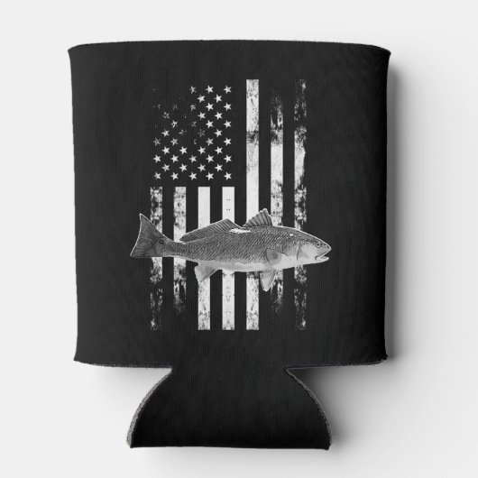 頑丈なカッコいいアメリカ国旗のレッドフィッシュ魚釣り 缶クーラー (裏面)
