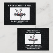 頑丈なトレンディーモダン理容師シザーズバーバーショップ 名刺 (正面/裏面)