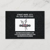 頑丈なトレンディーモダン理容師シザーズバーバーショップ 名刺 (裏面)