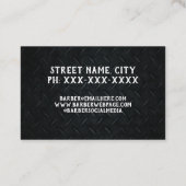 頑丈なトレンディーモダン理容師シザーズバーバーショップ 名刺 (裏面)