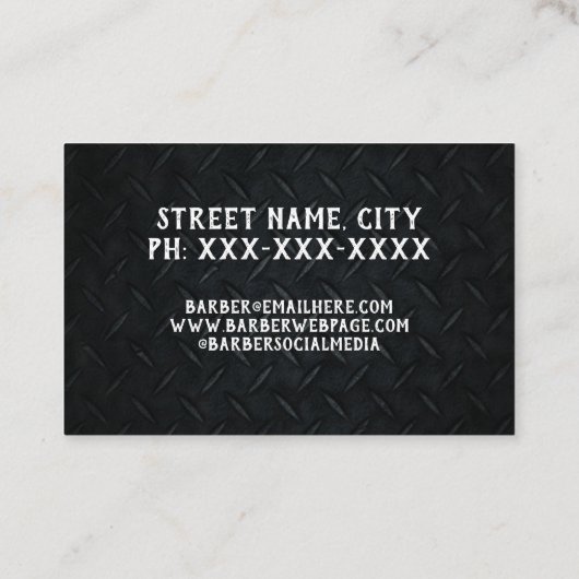 頑丈なトレンディーモダン理容師シザーズバーバーショップ 名刺 (裏面)