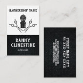 頑丈なトレンディーモダン理容師シザーズバーバーショップ 名刺 (正面/裏面)