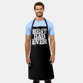 頑丈なブラック最高のパパエバータイポグラフィ エプロン (着用した状態)