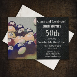 頑丈な大人のビリヤード男性の誕生日招待状 招待状
