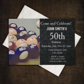 頑丈な大人のビリヤード男性の誕生日招待状 招待状