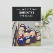 頑丈な大人のビリヤード男性の誕生日招待状 招待状 (スタンド正面)