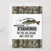 頑丈な大人の魚釣り誕生日メンズ迷彩柄魚 招待状 (正面)