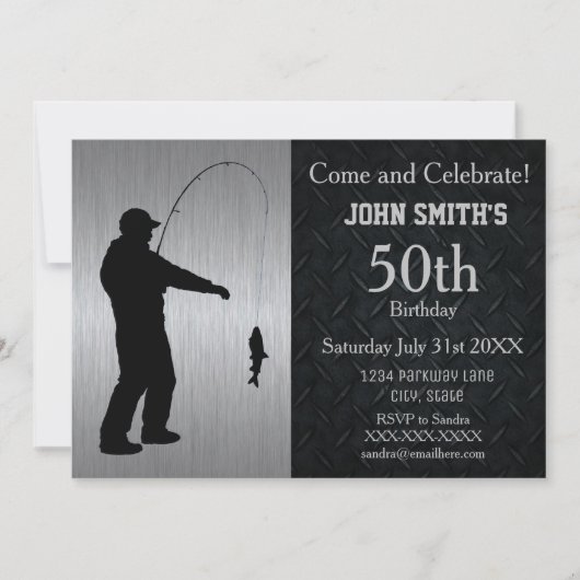 頑丈な大人魚釣り誕生日招待状 招待状 (正面)