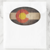 頑丈な木製コロラド州旗 楕円形シール (バッグ)