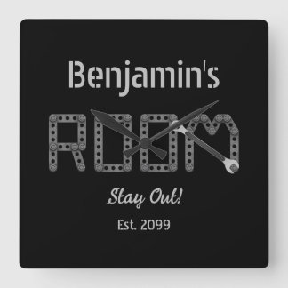 頑丈な男の子の少年の部屋の壁時計 スクエア壁時計