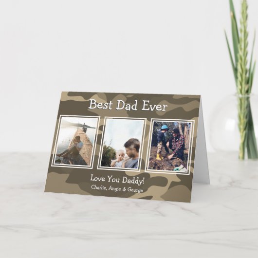 頑丈な迷彩写真3枚最高のパパEver シーズンカード (正面)