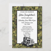 頑丈な迷彩柄トラックドライバー迷彩柄クール誕生日 招待状 (正面)