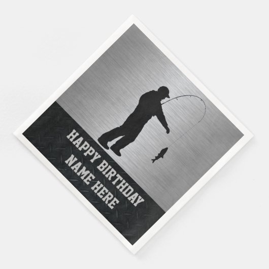 頑丈な魚釣り誕生日ナプキンス (コーナー)