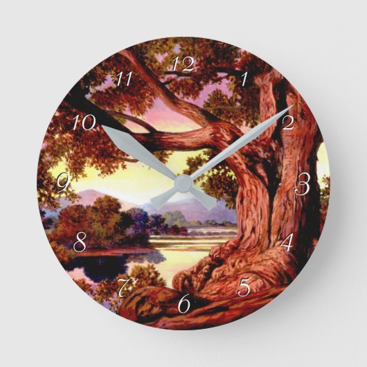 頑丈絵を描なオーク製の丸時計 ラウンド壁時計 (正面)