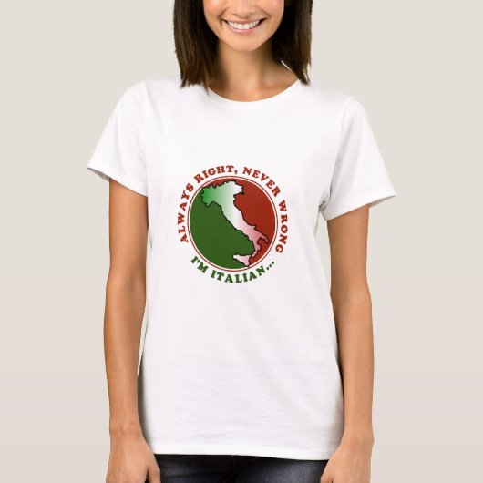 頑固なイタリア人 おもしろ 女性用Tシャツ Tシャツ (正面)