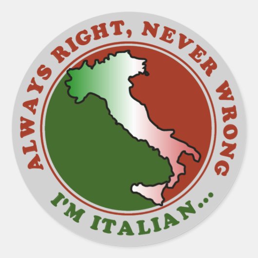 頑固なイタリア人 おもしろTシャツ ラウンドシール (正面)