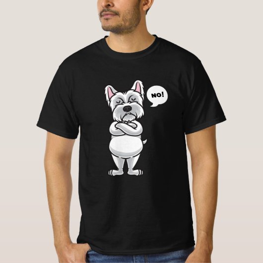 頑固なウェスティーおもしろい犬 Tシャツ (正面)