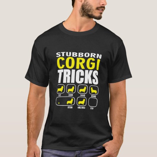 頑固なコーギーのトリック Tシャツ (正面)