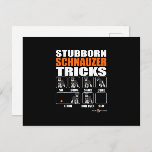 頑固なシュナウザーのトリックおもしろいシュナウザーのギフト 案内ポストカード (正面/裏面)