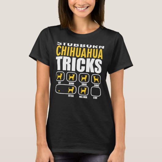頑固なチワワおもしろいトリック Tシャツ (正面)