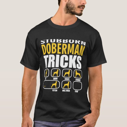 頑固なドバーマンおもしろいトリック Tシャツ (正面)