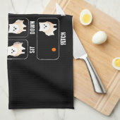 頑固なポメラニア犬のトリック贈り物好き キッチンタオル (四つ折り)