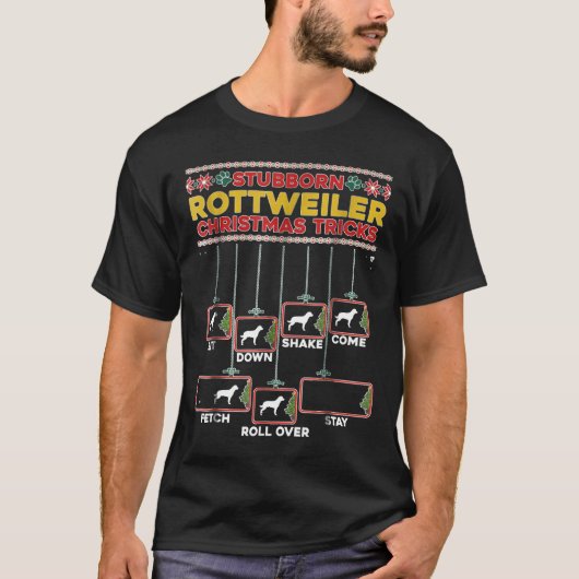 頑固なロットワイラークリスマストリック Tシャツ (正面)