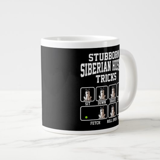 頑固な犬のトリックシベリアのハスキー犬のママのトリック ジャンボコーヒーマグカップ (正面右)