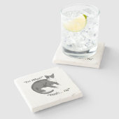 頑固な猫 ストーンコースター (横)